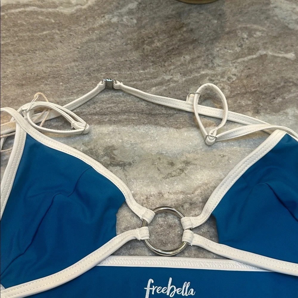 NWT Freebella Blue Bikini Sz S Top Bottom Sz L